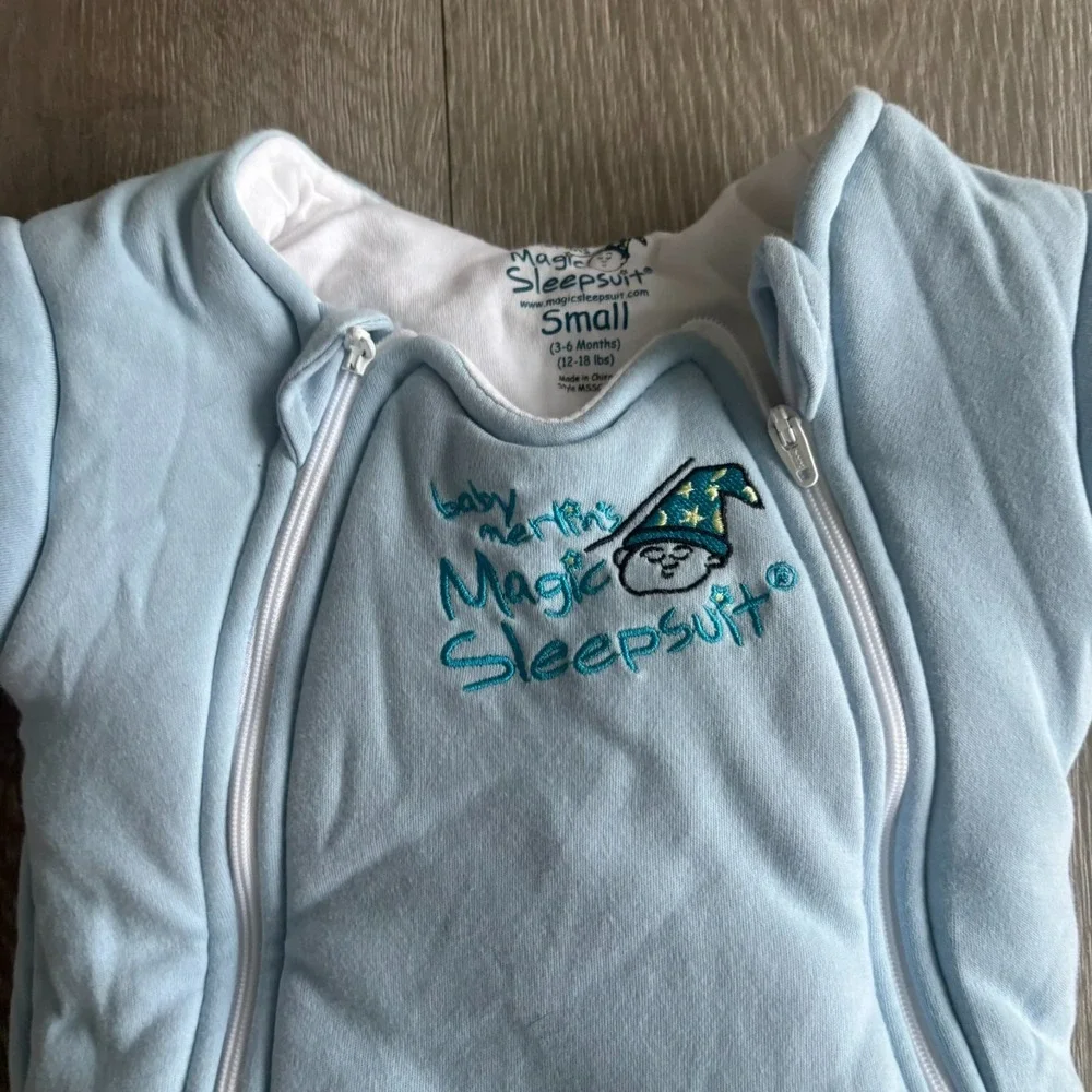 Baby Merlin Magic Sleepsuit Kids Toddler Blue Cotton‎ Swaddle Size Small 3-6 M